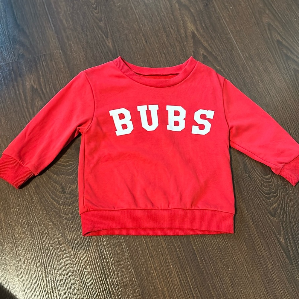 Toddler Red “BUBS” nickname crewneck long sleeve shirt size 2-3T